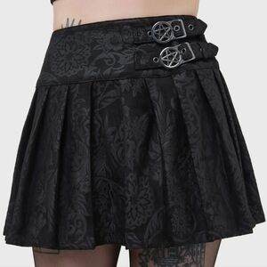 Killstar Black Patterned A-Line Skirt